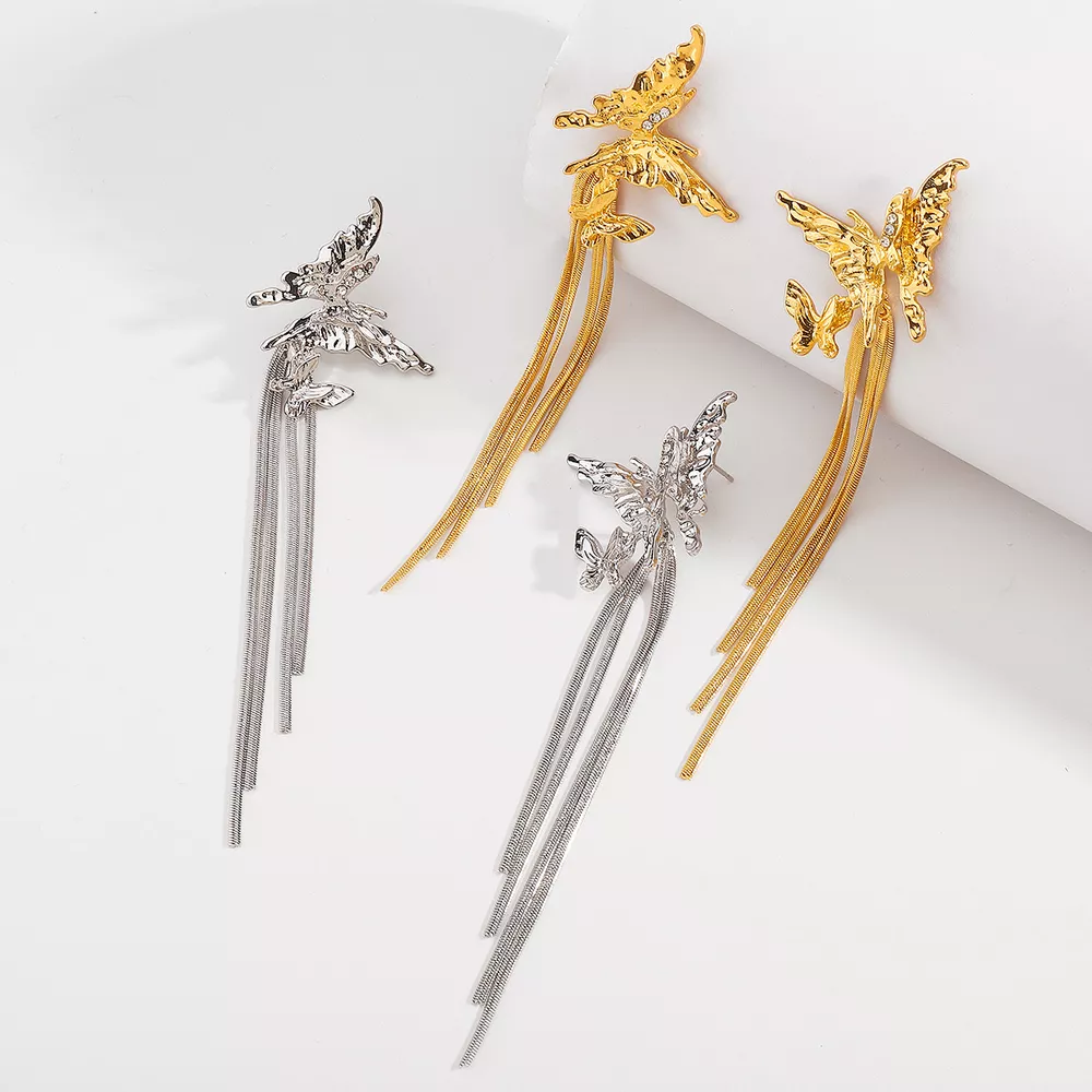 Butterfly Fringe Dangle Earrings, image 5