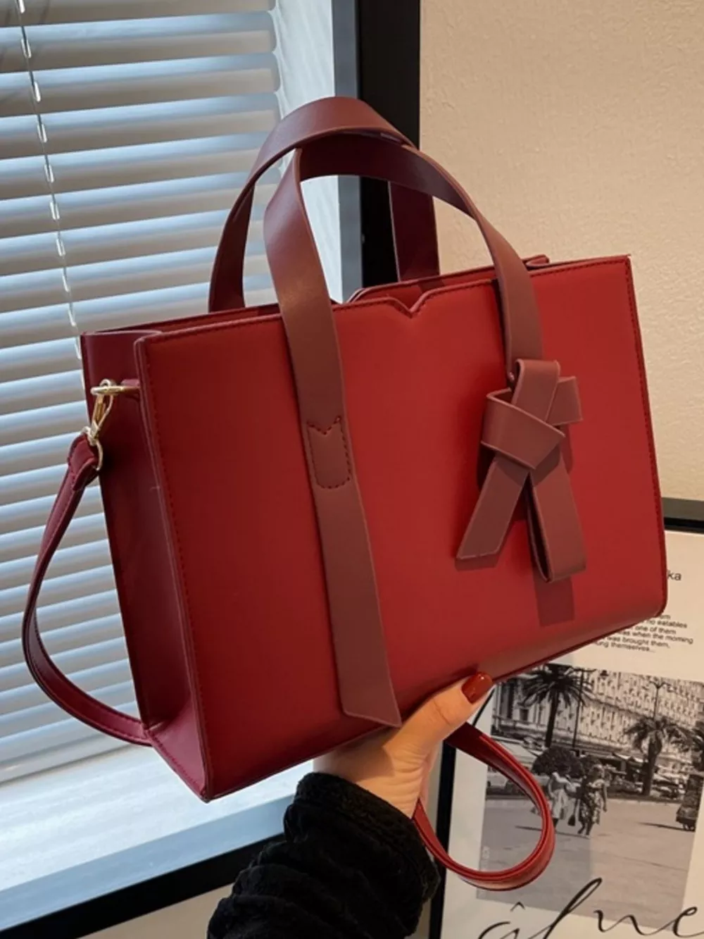 Faux Leather Tote Bag, image 4