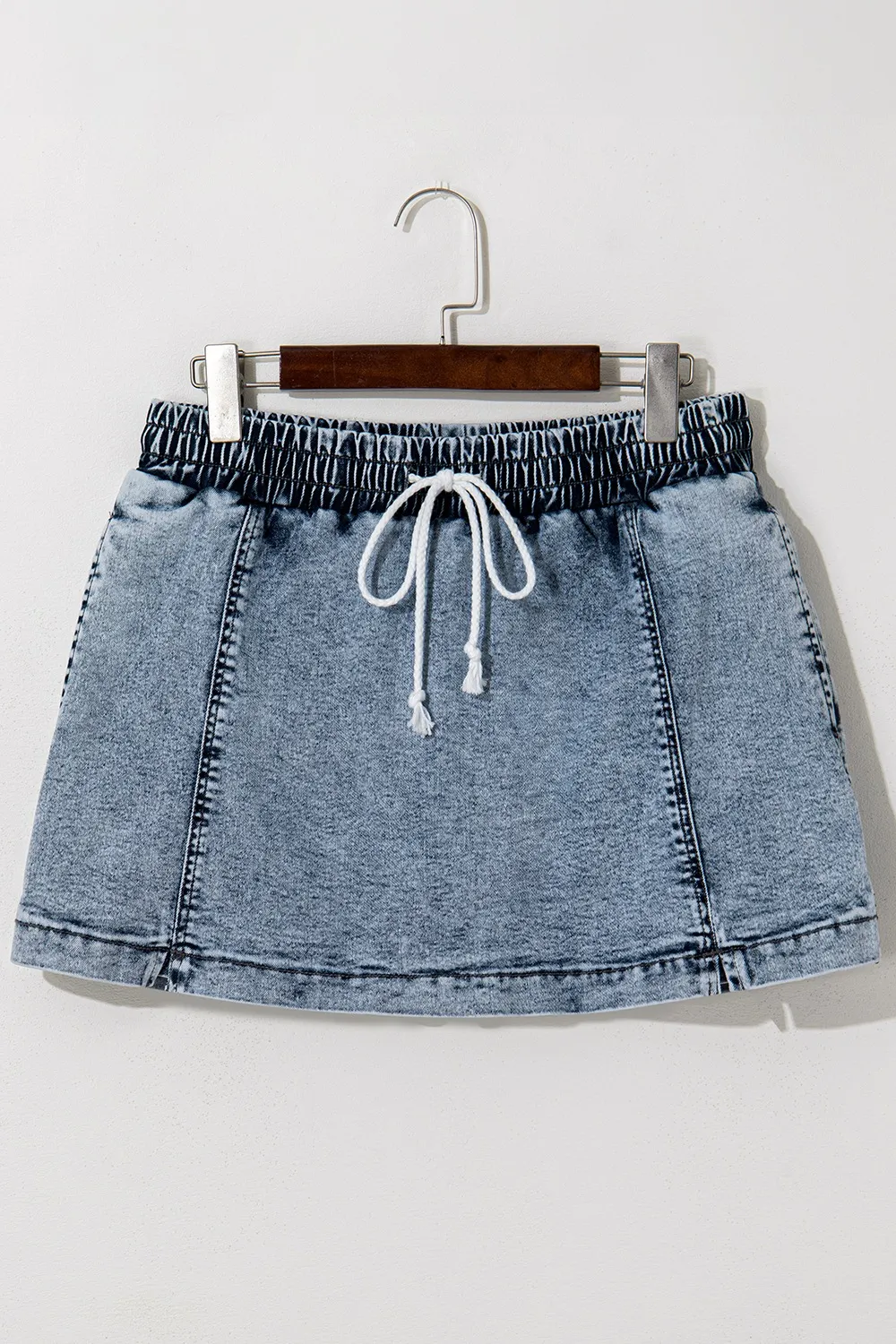 Drawstring High Waist Pocketed Denim Shorts, image 2
