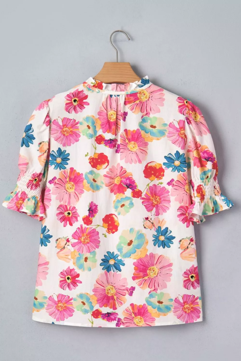 Floral Print Ruched Short Sleeve Blouse, image 9