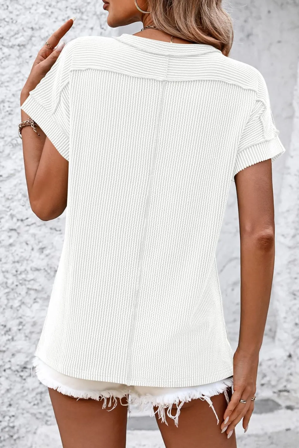 Striped Round Neck Short Sleeve T-Shirt, image 3