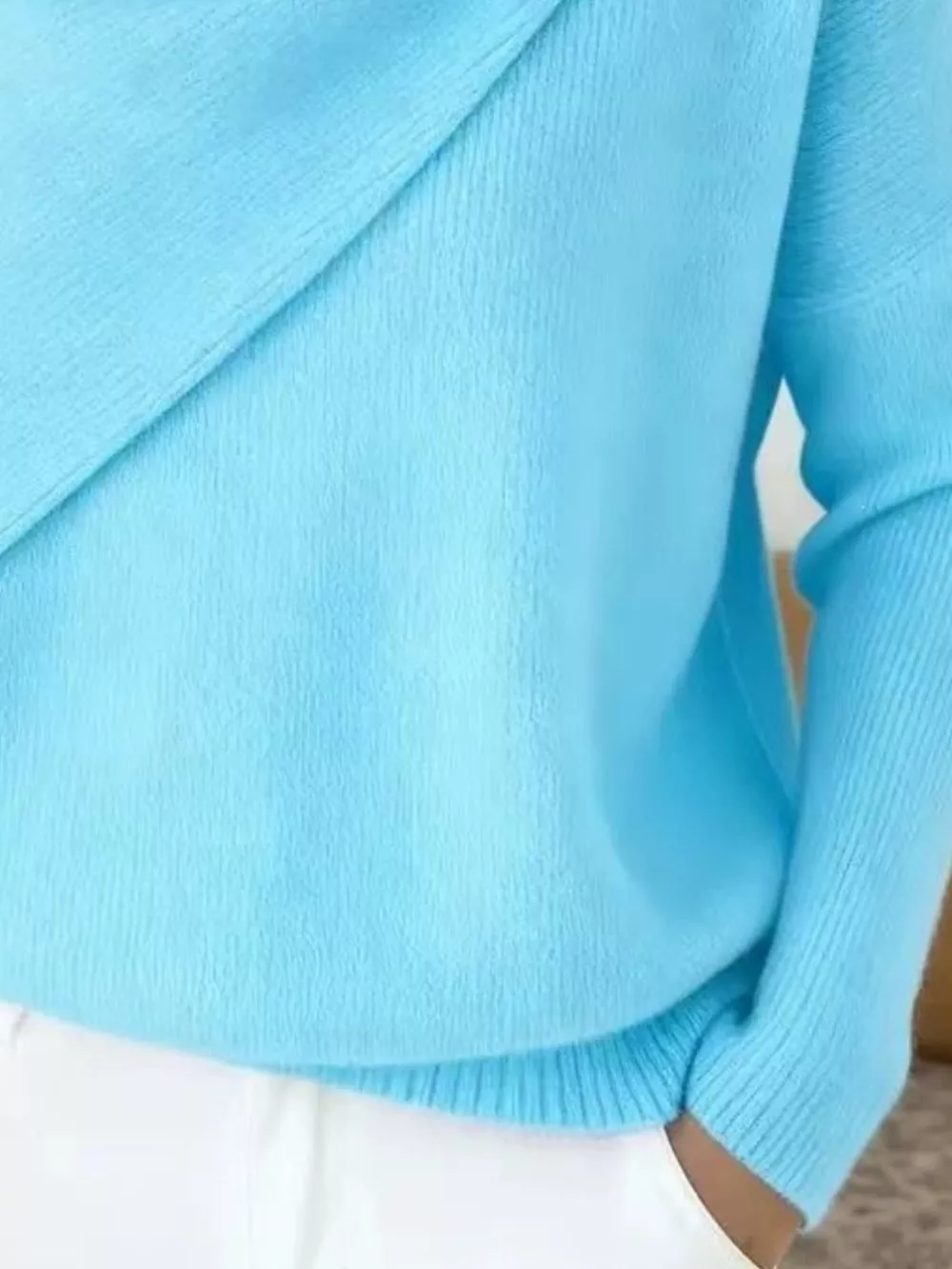 Full Size Solid Color Cowl Neck Sweater Plus Size, image 15
