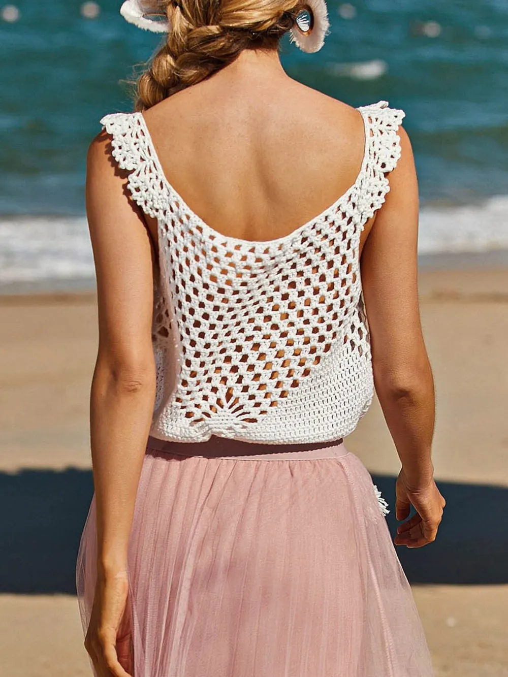 Tassel Openwork Sleeveless Knit Cover Up, image 16