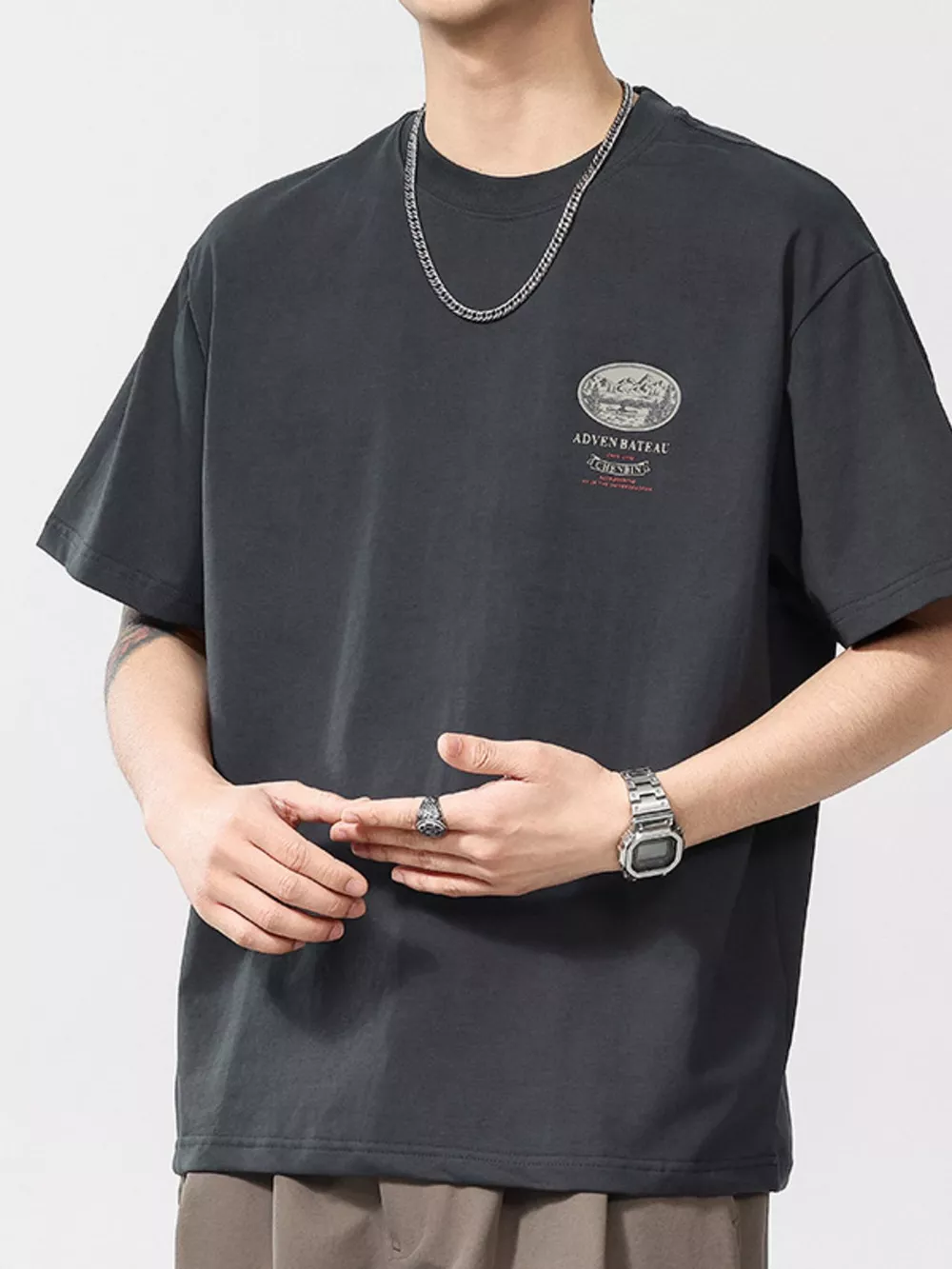 Men's Plus Size Round Neck Short Sleeve T-Shirt, image 6