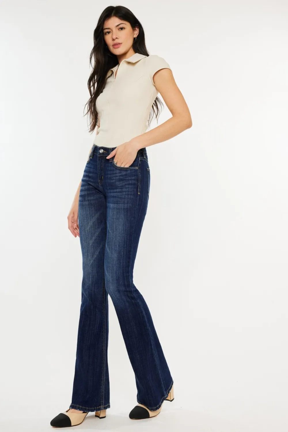 Full Size Mid Rise Slim Flare Jeans, image 3