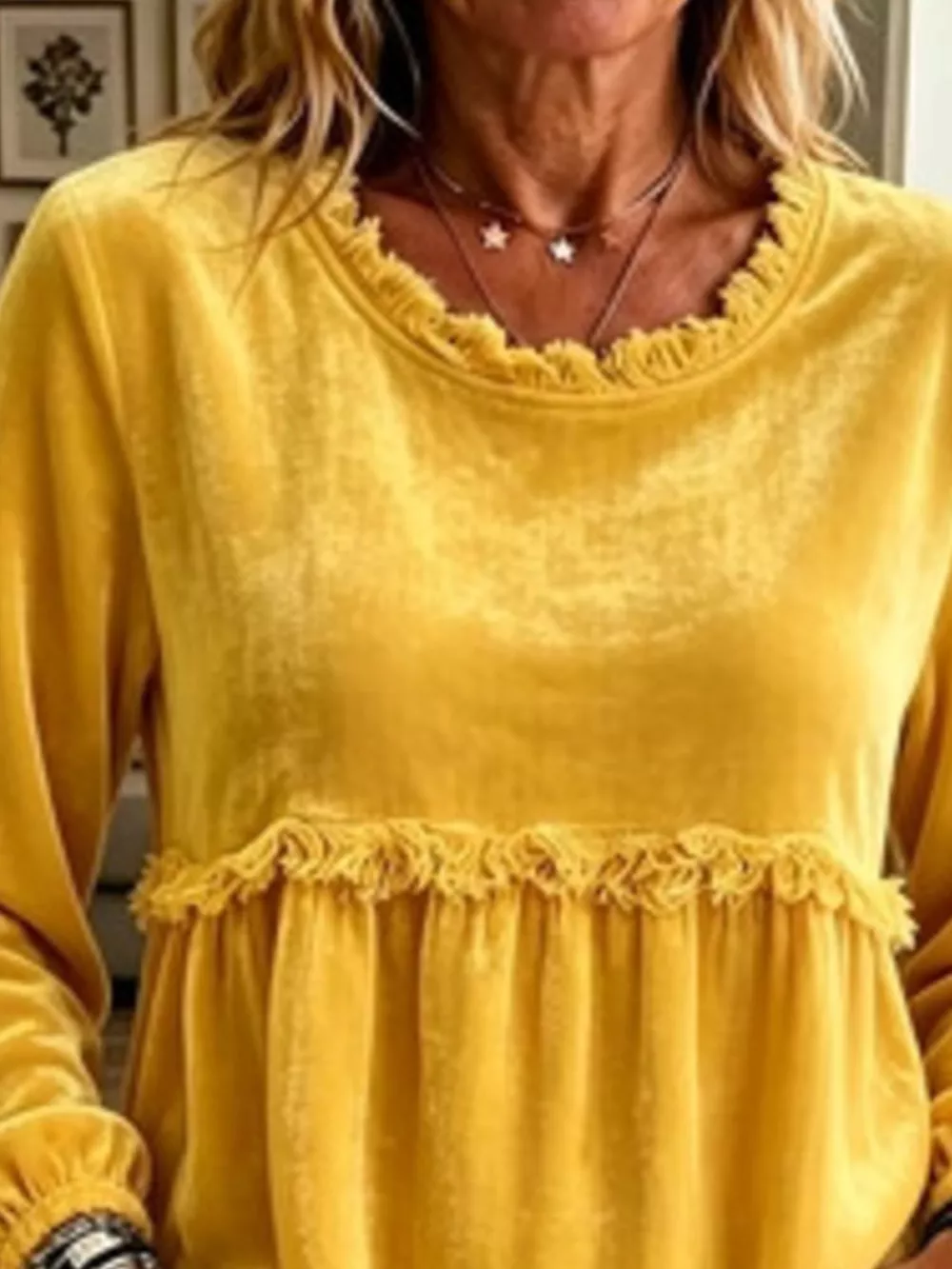 Fringed Hem Long Sleeve T-Shirt, image 5