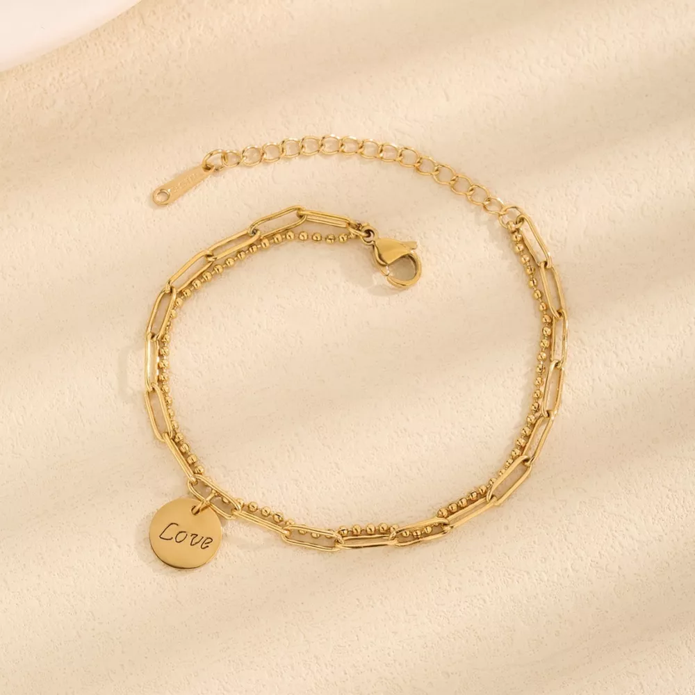 18K Gold-Plated Letter LOVE Charm Bracelet, image 2