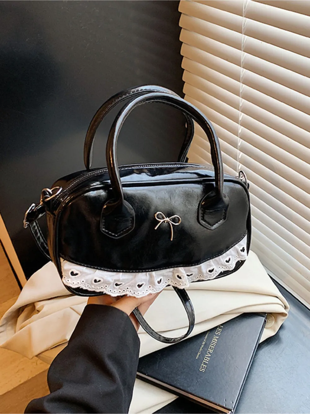 Lace Detail Bow Crossbody Bag, image 2