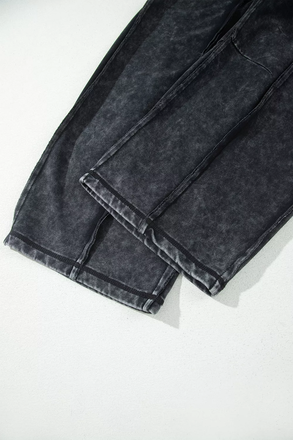 Mineral Wash Raw Seam Drawstring Elastic Waist Barrel Pants, image 11