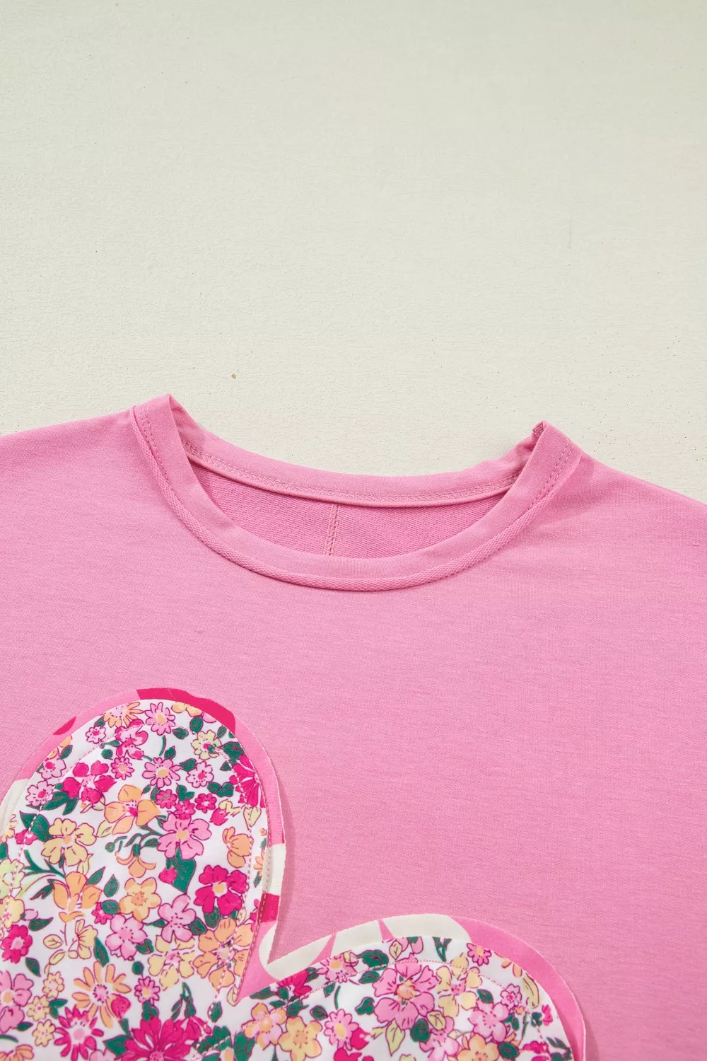 Flower Patched Round Neck Tunic T-Shirt, image 7