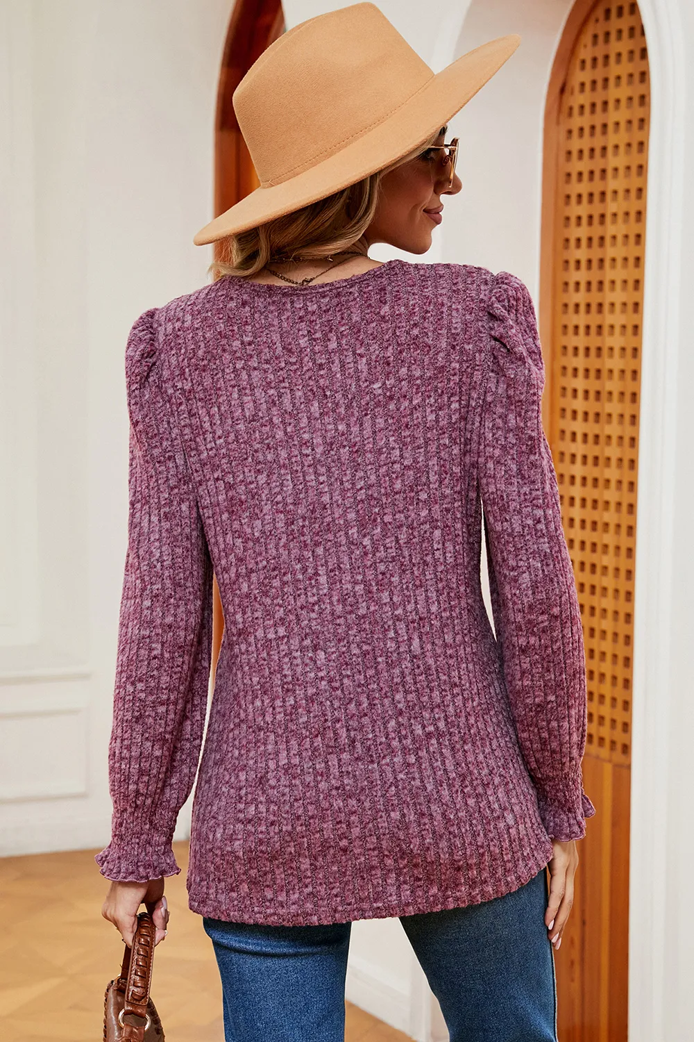 Square Neck Flounce Sleeve T-Shirt, image 24
