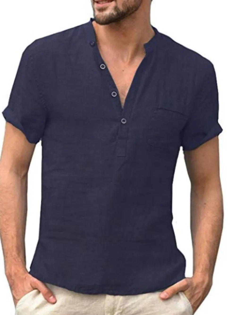 Men's Full Size Half Button Short Sleeve Polo Plus Size, image 8