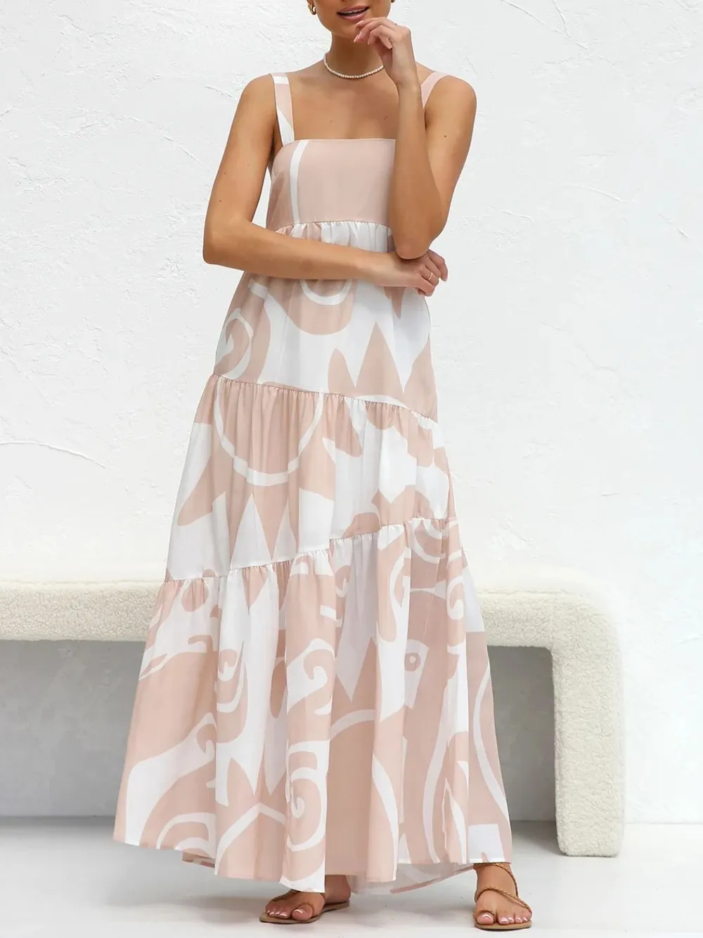 Square Neck Wide Strap Maxi Dress, image 3