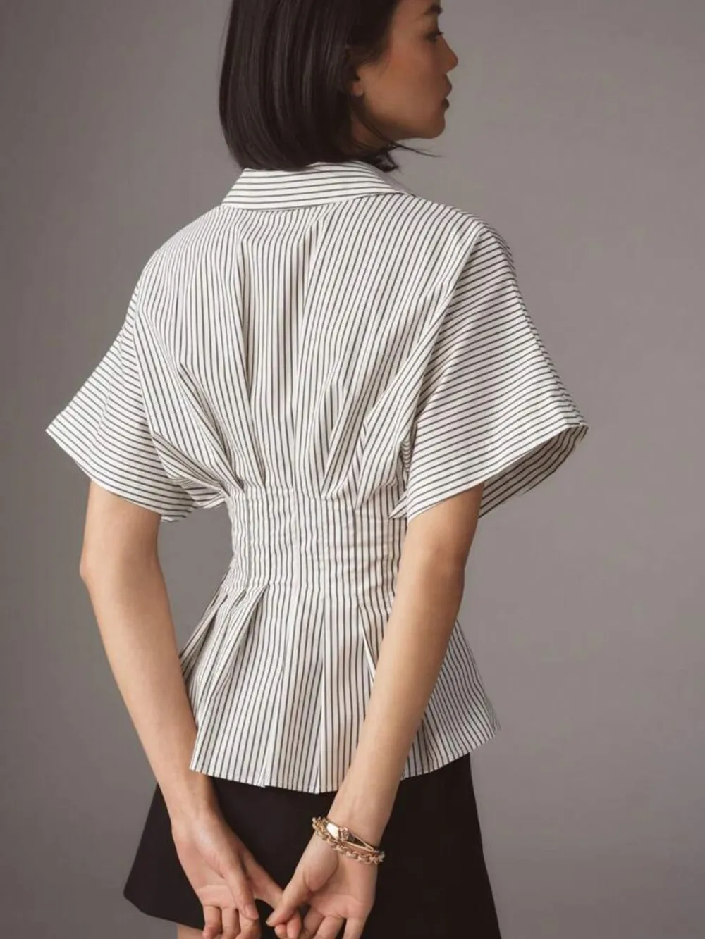 Striped Short Sleeve Button-Up Shirt, image 3