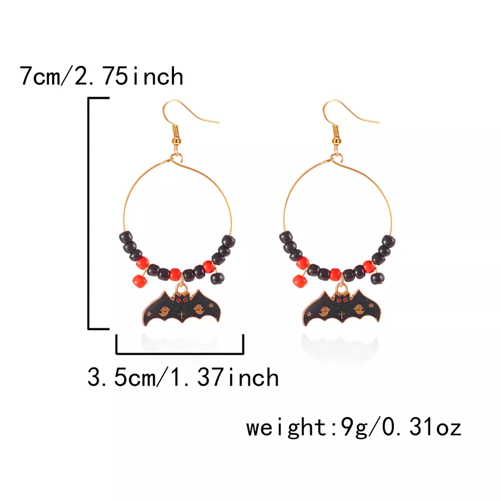 Halloween Bat Charm Hoop Earrings, image 6