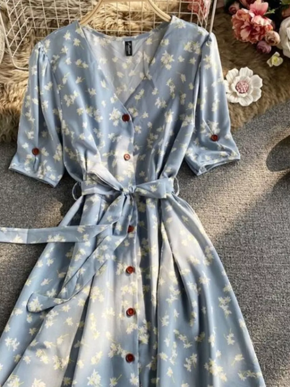 Floral Print V-Neck Midi Dress, image 34