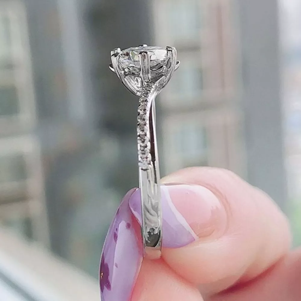 1 Carat 925 Sterling Silver Moissanite Ring, image 3