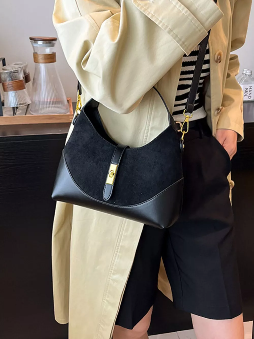 Buckle Leather Shoulder Bag, image 6