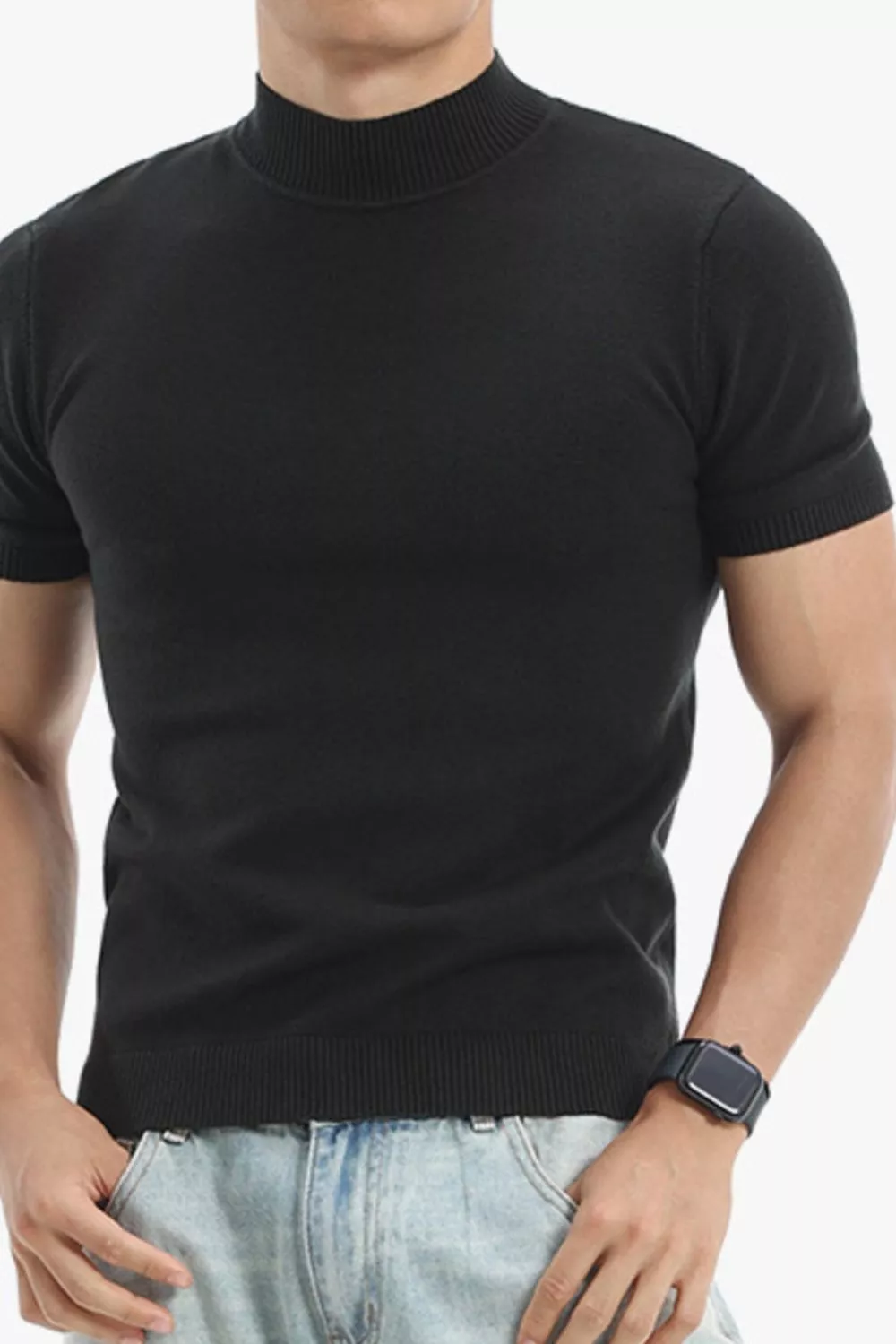 Men's Plus Size Slim Fit Short Sleeve Sweater