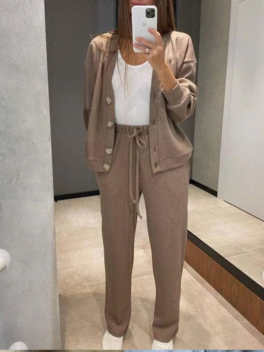 Full Size Button Up Long Sleeve Top and Pants Set, image 2