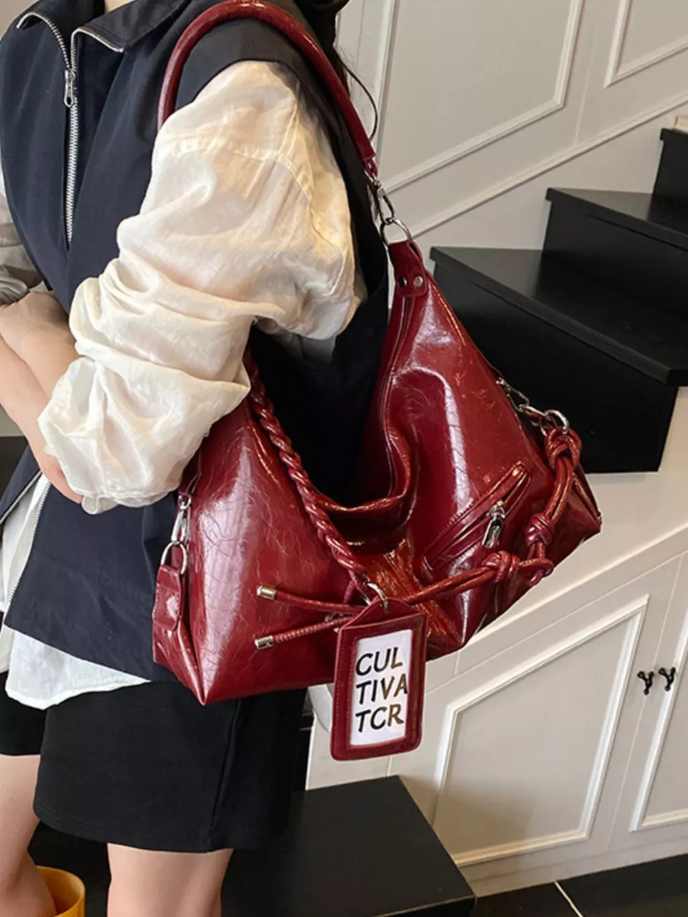 Vintage Braided Strap Shoulder Bag, image 3