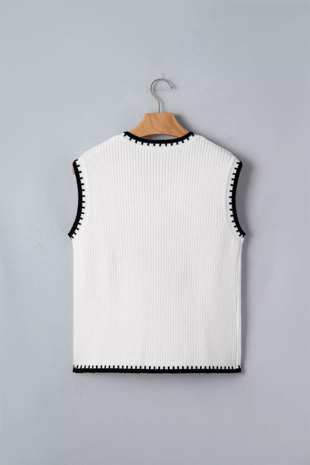 Contrast Trim Round Neck Rodeo Cowboy Sweater Vest, image 4