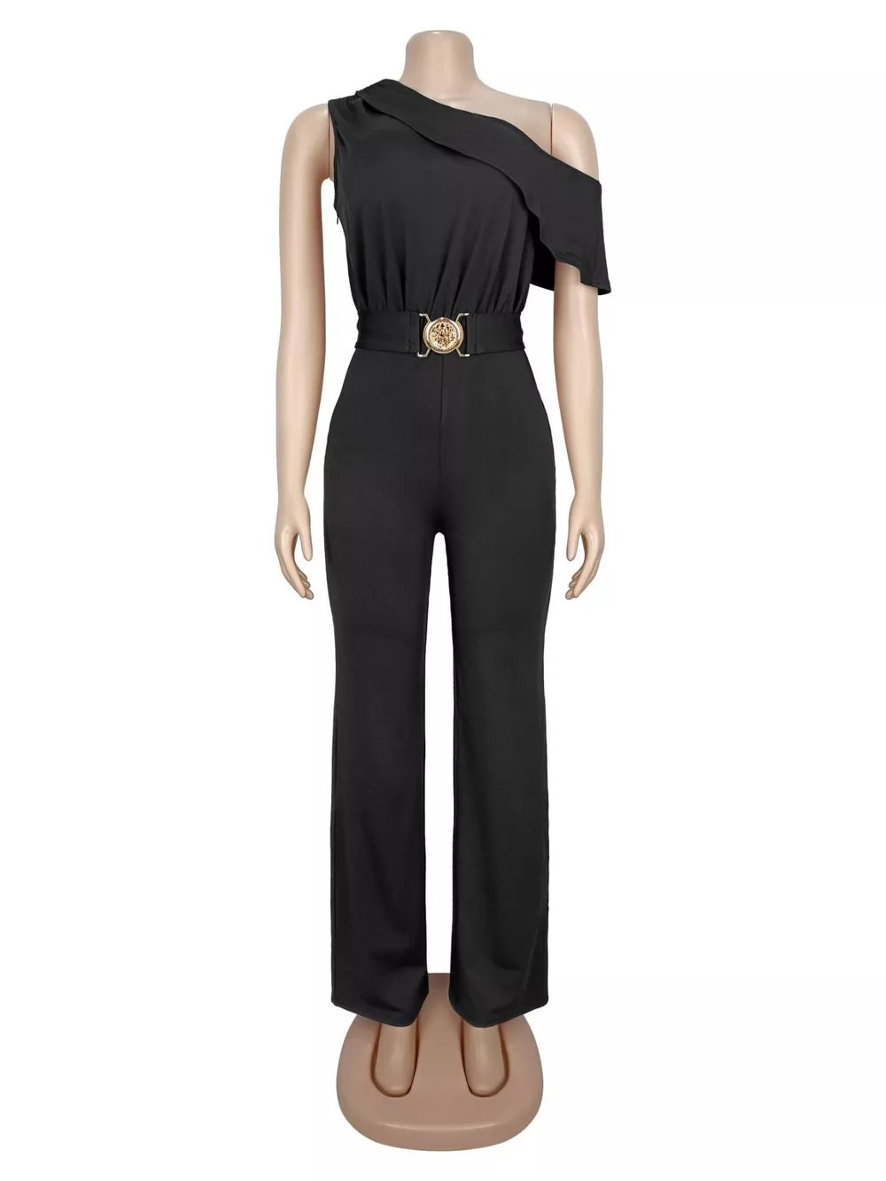 One-Shoulder Draped Wide Leg Jumpsuit, image 9