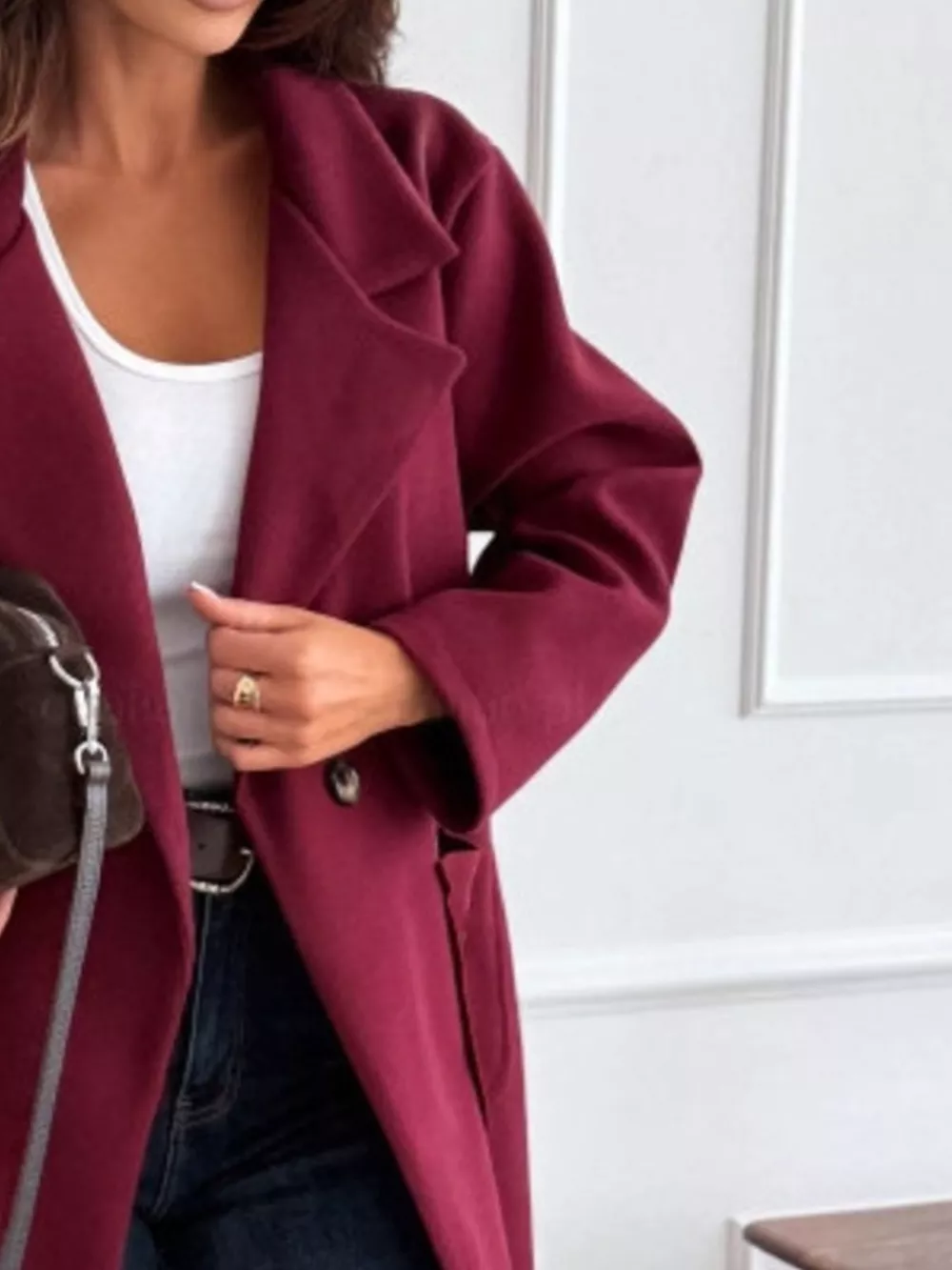Long-Sleeve Single-Breasted Trench Coat, image 9