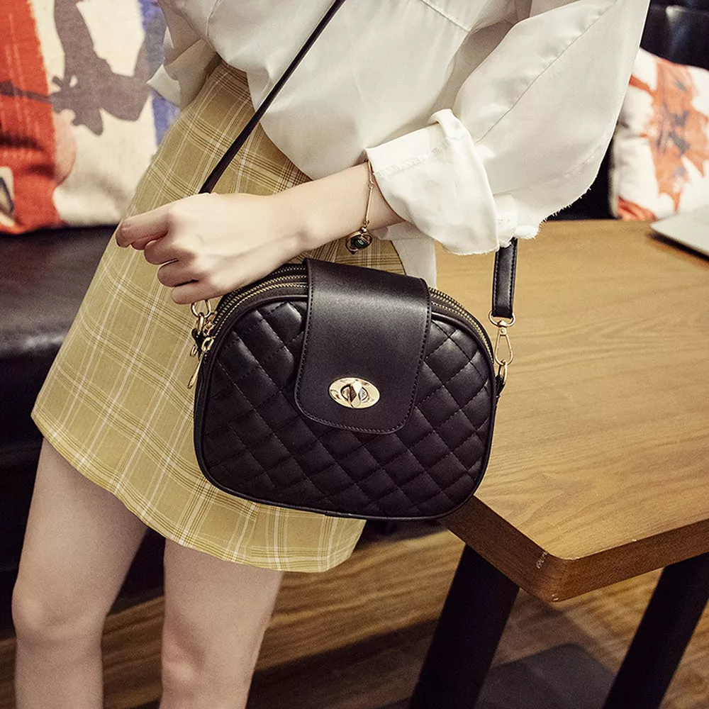 Quilted Turn-Lock Crossbody Bag, image 3