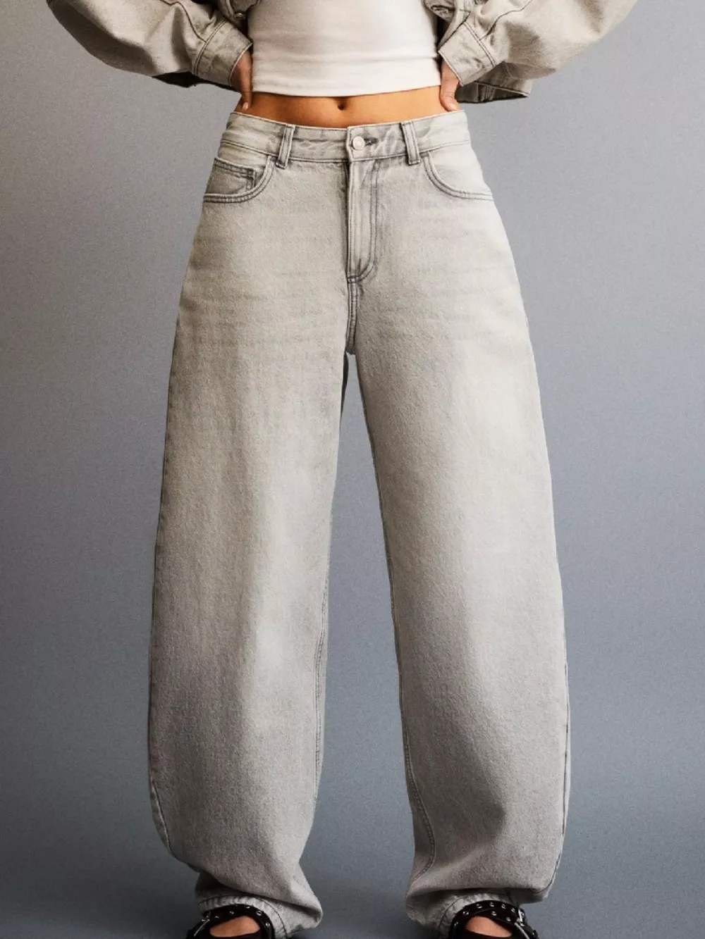 Wide Leg Washed Jeans, image 3