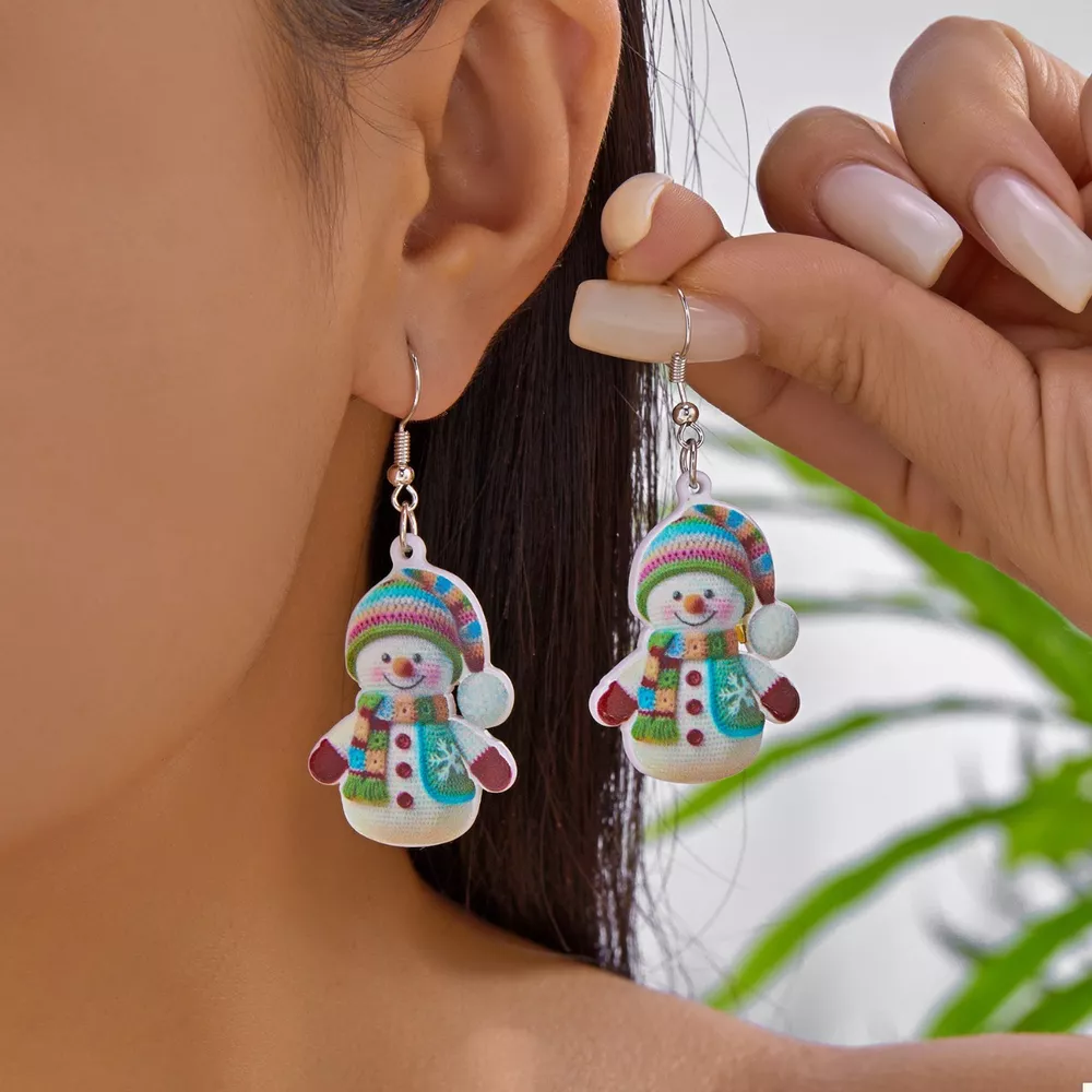 Christmas Snowman Dangle Earrings, image 2