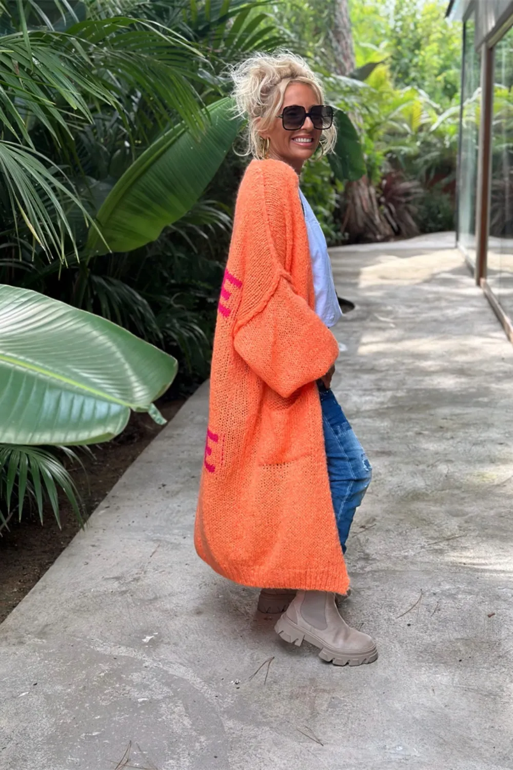 Letter Dropped Shoulder Long Sleeve Cardigan, image 5