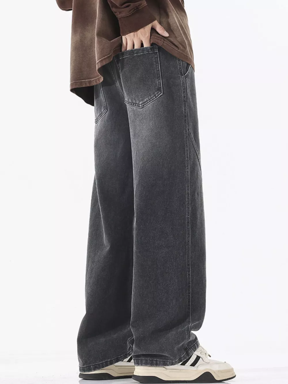 Men's Full Size Wide Leg Drawstring Jeans Plus Size, image 6