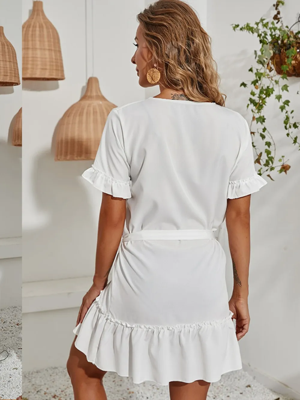Tied Frill Short Sleeve Mini Dress, image 13