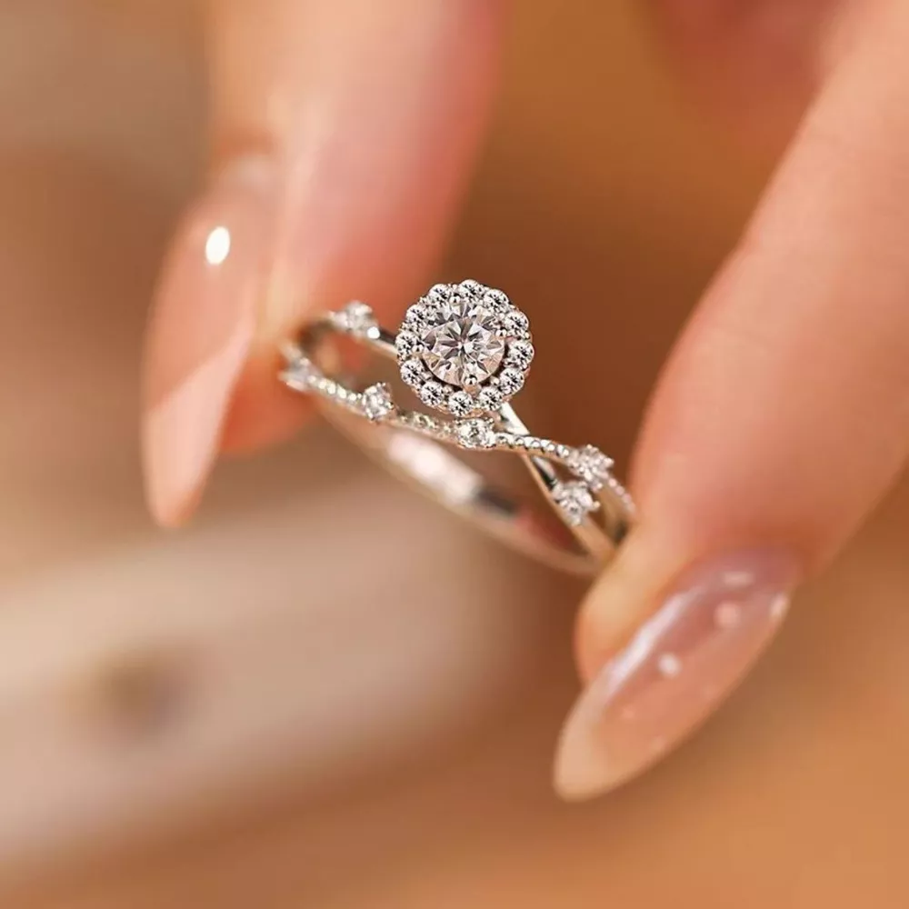 1 Carat 925 Sterling Silver Moissanite Layered Ring