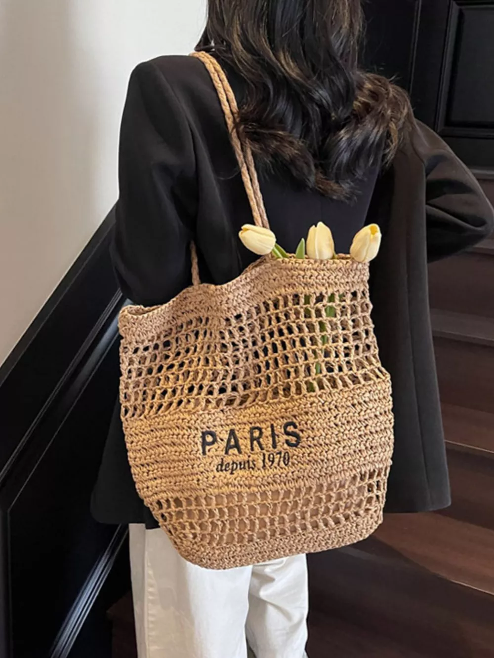 Woven Straw Shoulder Bag, image 4
