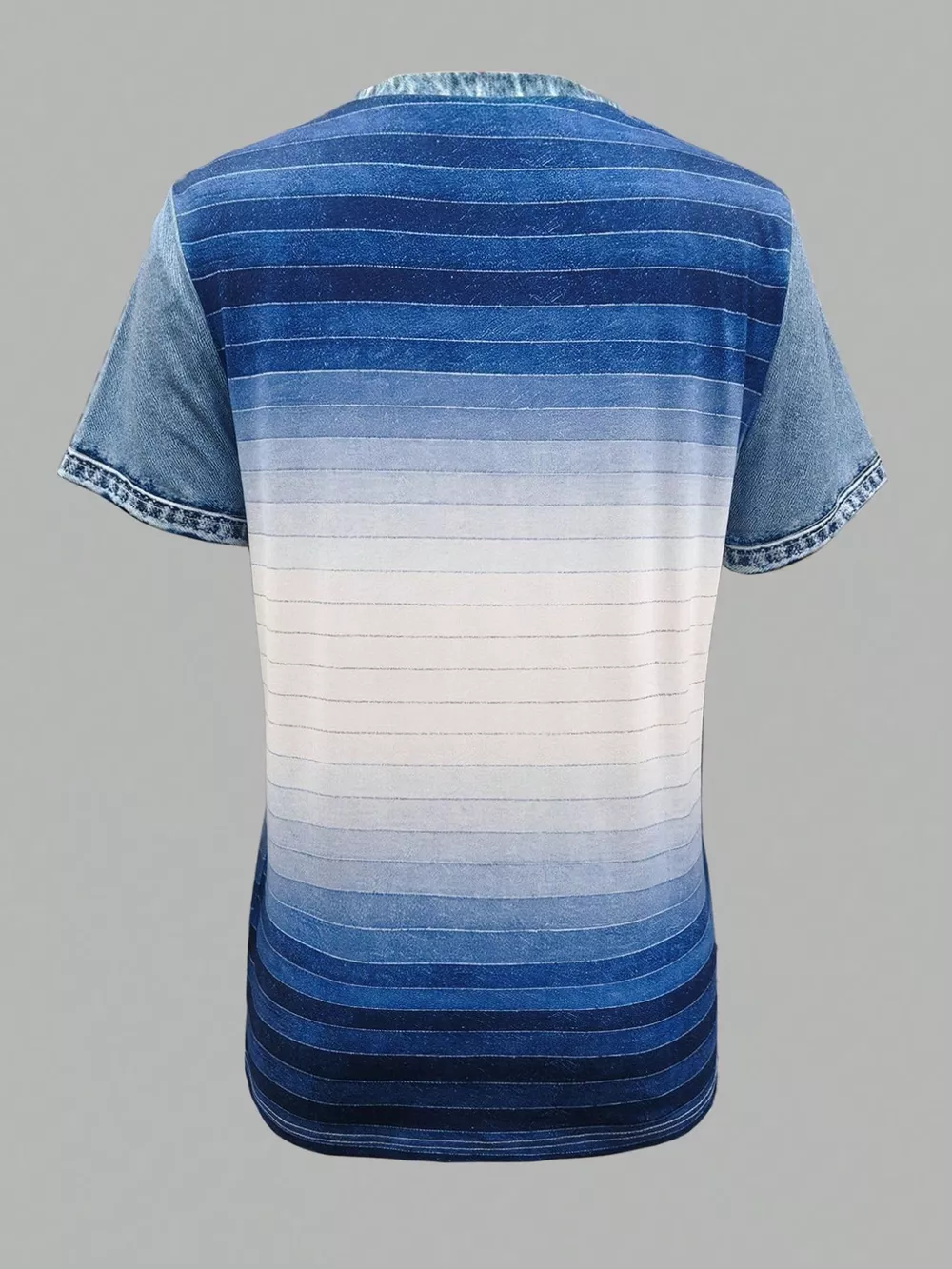 Denim Patchwork Short Sleeve Blouse, image 16
