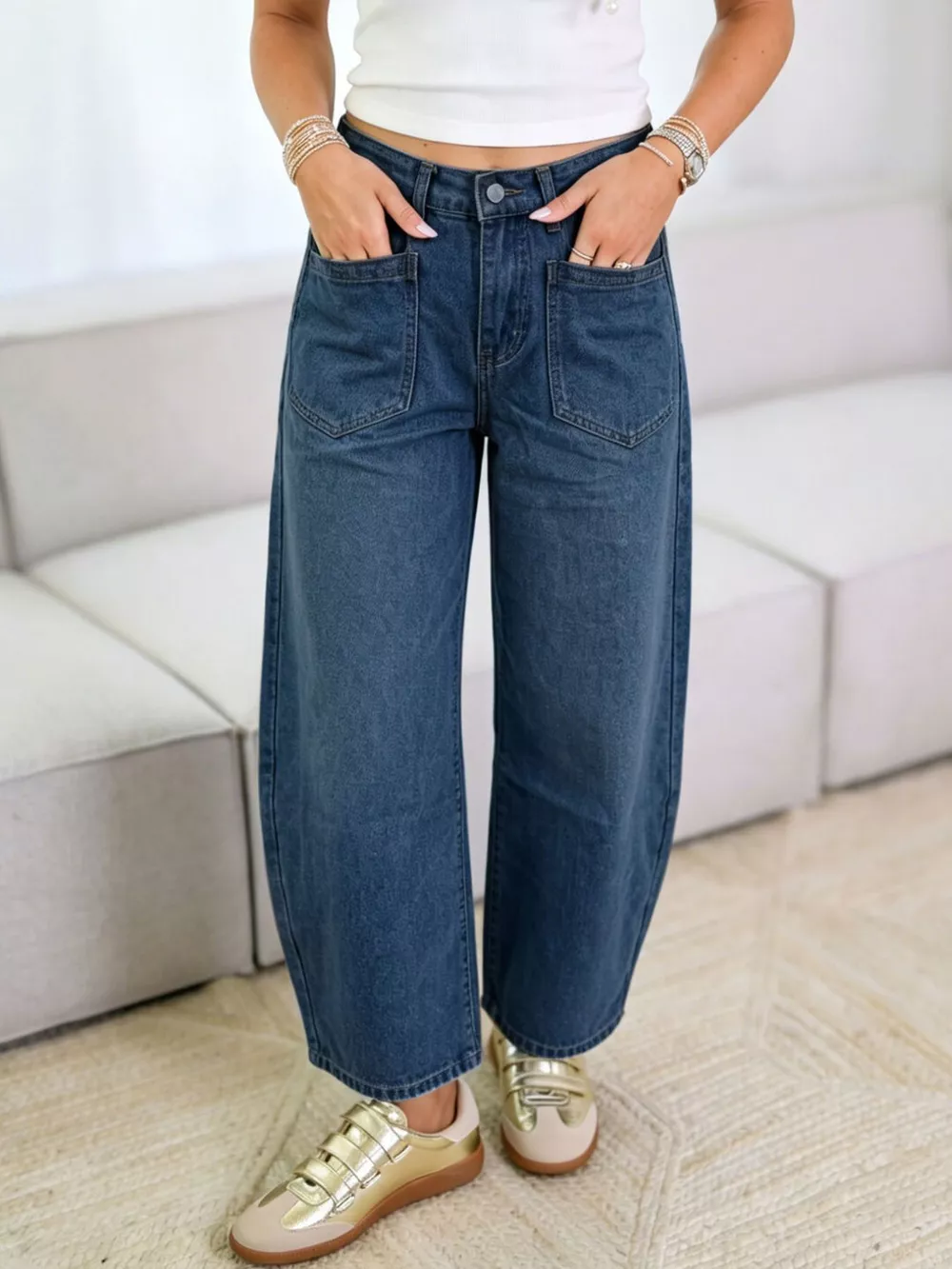 Wide-Leg Jeans with Front Patch Pockets, image 5