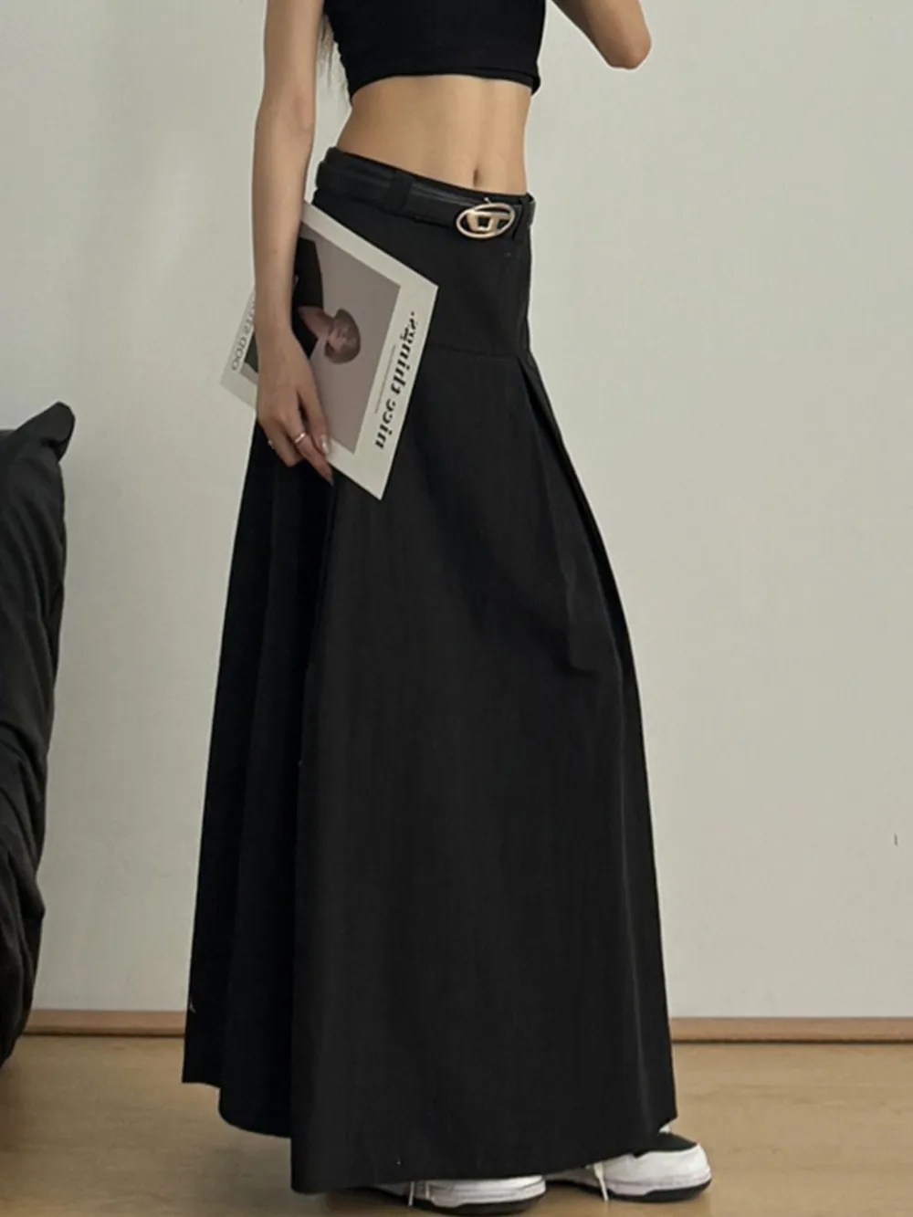 High Waist A-Line Maxi Skirt, image 10