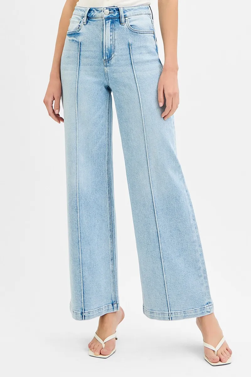 Full Size High Waist Wide Leg Pintuck Detailed Plus Size, image 2