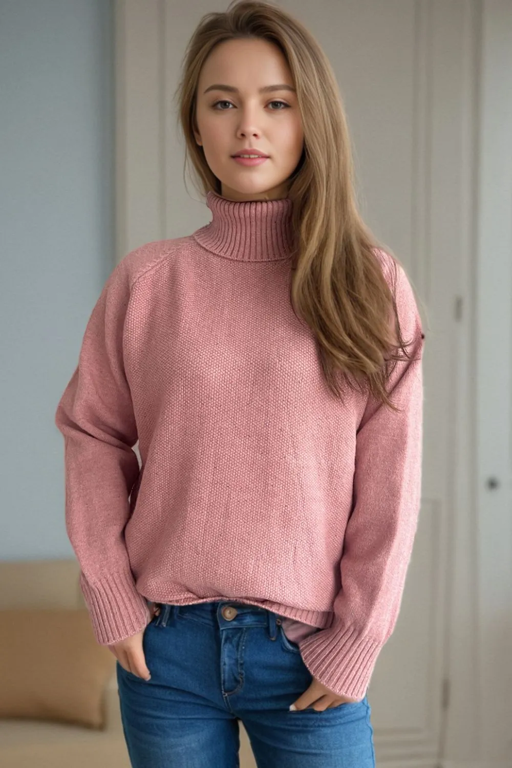 Ribbed Turtleneck Raglan Sleeve Sweater, image 14