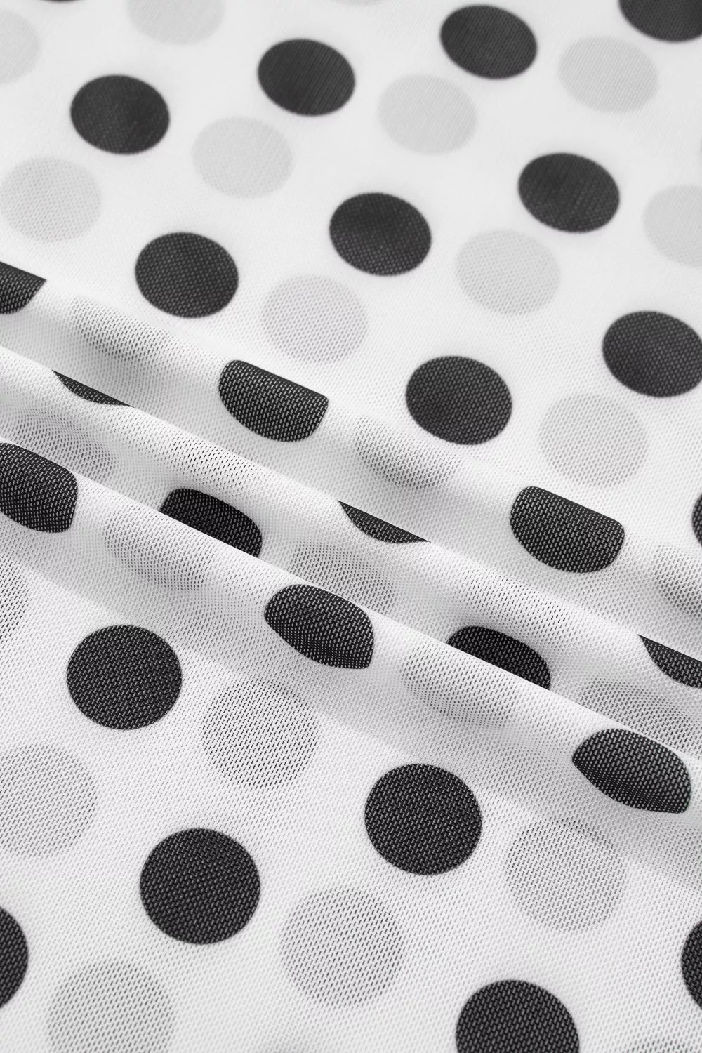 Polka Dot Mesh Long Sleeve Stand Neck Sheath Top, image 9