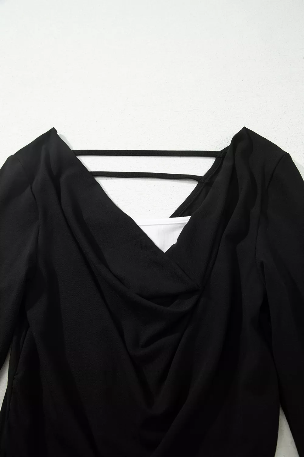 Color Block Drape V Neck Pleated Long Sleeve Top, image 13