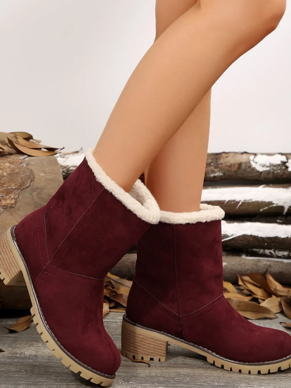 Thermal Fuzzy Block Heel Boots, image 23
