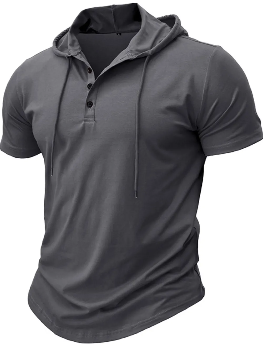 Men's Full Size Casual Hooded Henley T-Shirt Plus Size, image 4