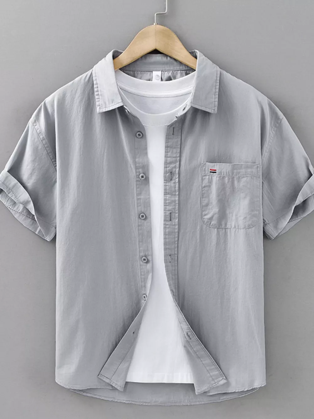 Men's Plus Size Plaid Button Up Short Sleeve Shirt, image 5