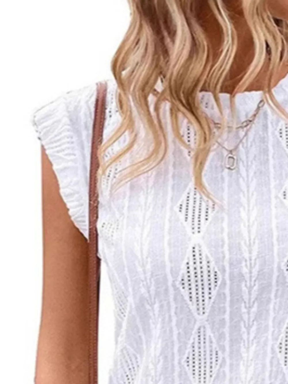 Openwork Round Neck Top, image 2