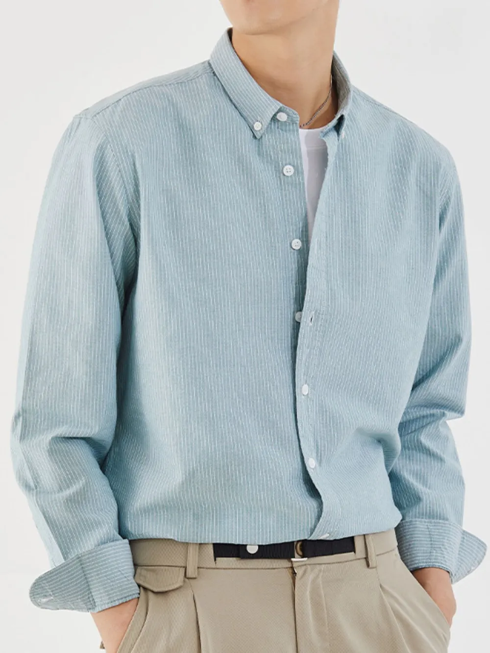 Men's Full Size Striped Button Up Long Sleeve Shirt Plus Size, image 8