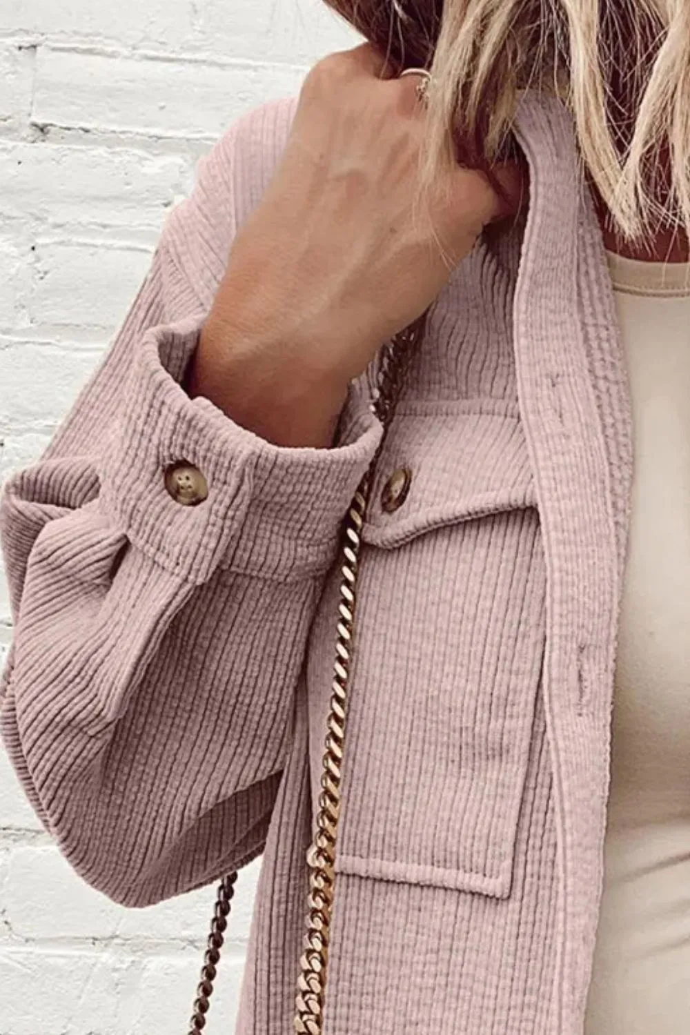 Pocketed Button Up Dropped Shoulder Shacket, image 2
