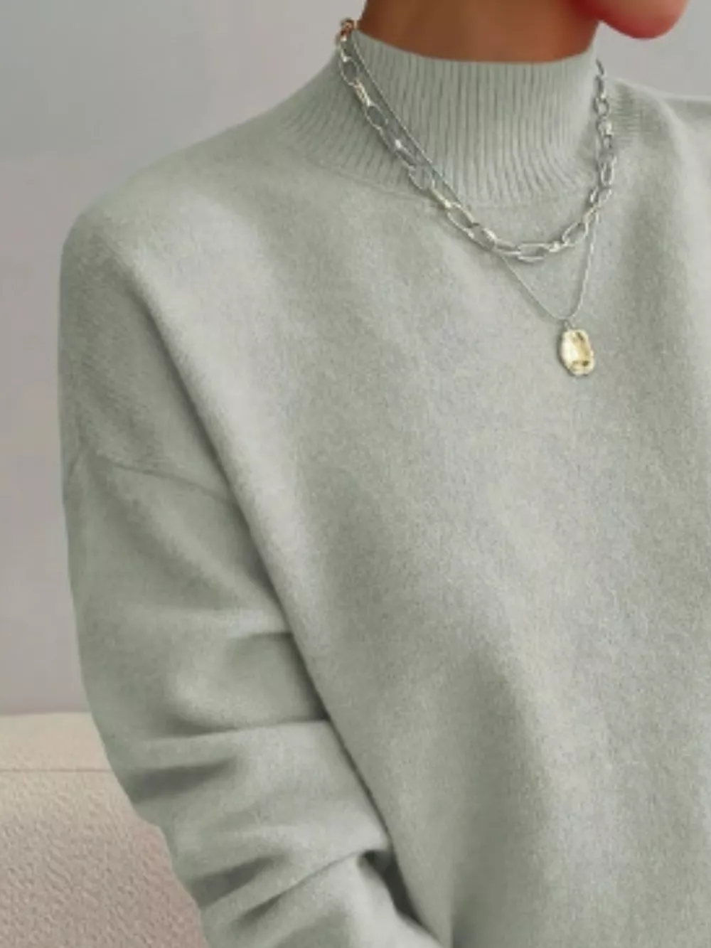 Mock Neck Dropped Shoulder Sweater, image 34